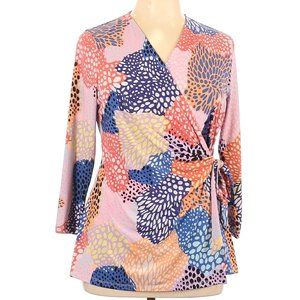 ANNE KLEIN Size XL 3/4 Sleeve Top Abstract Print